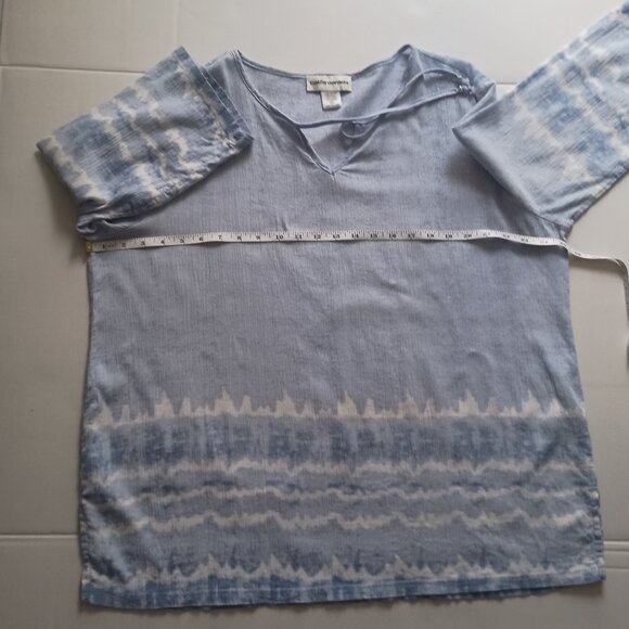 Cathy Daniels Plus Size V-Neck ¾ sleeve Tunic Top Lt Blue White Women’s Size XXL - Picture 7 of 12